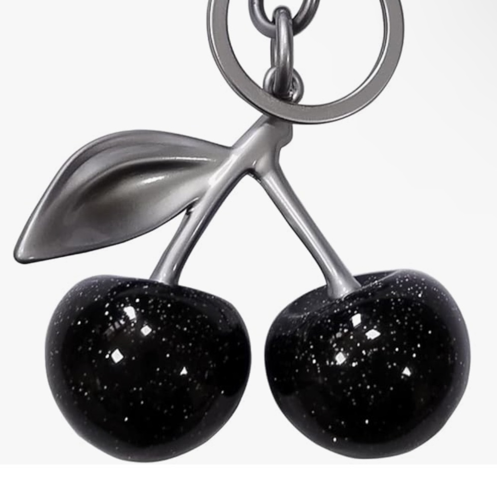 Black and Silver Key Holder with Cherry Design